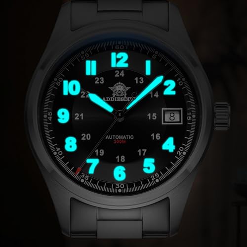 ADDIEDIVE 39 MM Mens Automatic Watches 8215 Movement Waterproof 200M BGW9 Luminous Analog Stainless Steel Field Watch