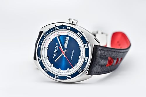 Hamilton American Classic Automatic Men's Watch, 42mm Stainless Steel Case, Swiss Made, Blue Dial Analog Wrist Watch for Men, 50m Waterproof, Sapphire Crystal, 3-Hand Movement, Cow Leather Strap