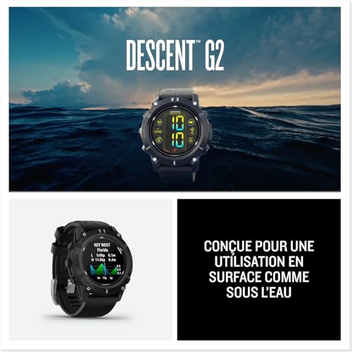 Garmin® Descent™ G2, Watch-Style Dive Computer, Bright AMOLED Display, Multiple Dive Modes, Health and Wellness Features, Black with Black Band