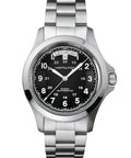 Hamilton Khaki Field King Automatic Men's Watch, 40mm Stainless Steel Case, Swiss Made, Black Dial Analog Wrist Watch for Men, 50m Waterproof, Sapphire Crystal, Stainless Steel Strap