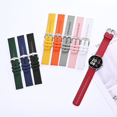 ANBEER Silicone Watch Band 22mm Quick Release Rubber Watch Straps for Men Women,Black with Silver Stainless Steel Buckle