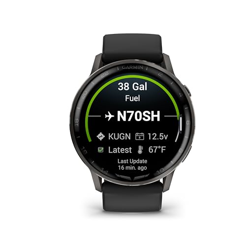 Garmin D2™ Air X15, Versatile Aviator Smartwatch with GPS, LED Flashlight, Health and Fitness Features, Aviation Weather, Built-in Microphone/Speaker, Slate with Black Silicone Band