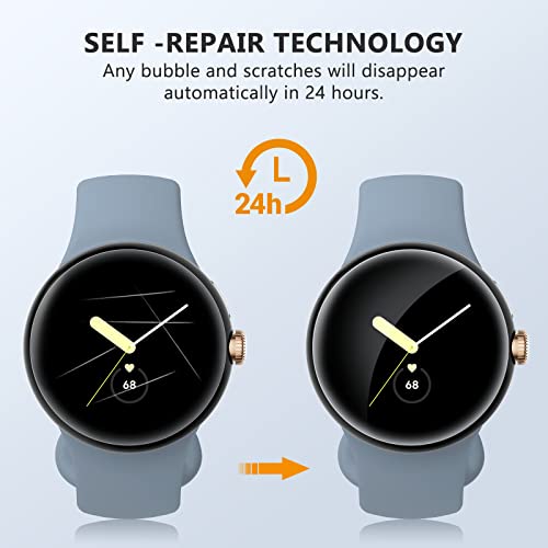 EGV 6 Pack for Google Pixel Watch 41mm Screen Protector, Pixel Watch 4/3/2/1 Screen Protector [Upgrade Flexible Film] Self-Healing, Anti-Scratch, [Non-Bubbles] Soft HD TPU
