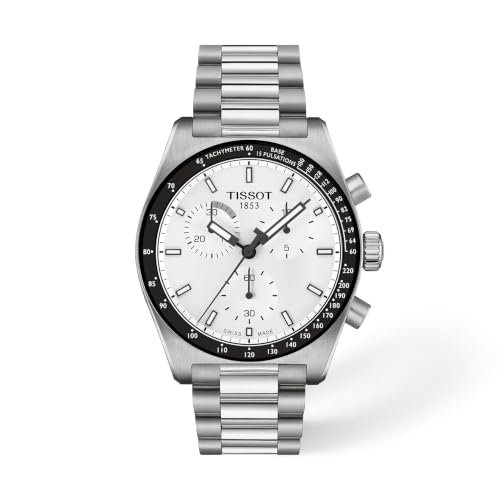 Tissot PR516 40mm, Swiss Quartz Chronograph Watch for Men, Stainless Steel Case, White Dial, T1494171101100