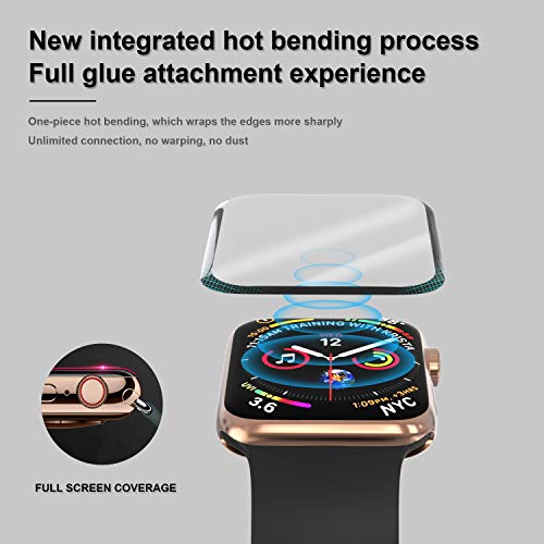 EWUONU [2 Pack Tempered Glass Screen Protector for Apple Watch 44mm SE 3/SE 2/ Series 6//5/4, 3D Full Coverage [Easy Installation Frame] Waterproof Bubble-Free HD Clear Film for iWatch 44mm