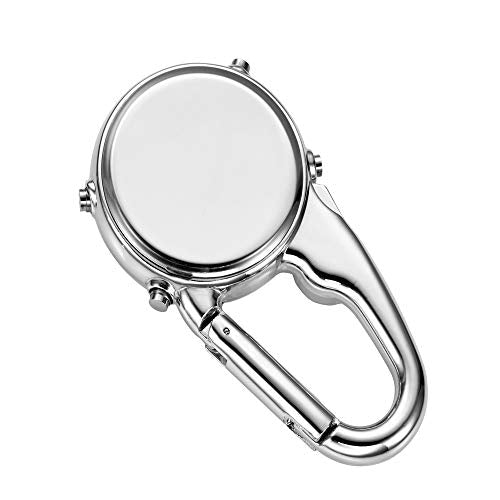 ZOVEDAIUG Digital Pocket Clip Watch for Men Carabiner Watch Backpack Fob Belt Waterproof Clip Watch with Alarm Clock Date Week for Outdoor Sports (White)
