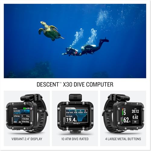 Garmin Descent™ X30, Rugged Dive Computer, Surface GPS, Button Controls, Vibrant 2.4-inch Color Display, Up to 30 Hours of Battery Life