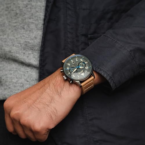AVI-8 Mens 43.5mm Hawker Hurricane Carey Dual Time Orissa Japanese Quartz Pilot Watch with Leather Strap AV-4088-04