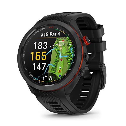 Garmin Approach S70 Golf Smartwatch, Full-Color CourseView Maps AMOLED Display, Advanced Shot Execution & Putt Alignment, Immersive Golfing Experience w/Signature Stand Power Bundle