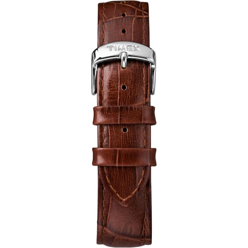 Timex Men's Easy Reader 38mm Watch – Silver-Tone Case Blue Dial with Brown Croco Leather Strap