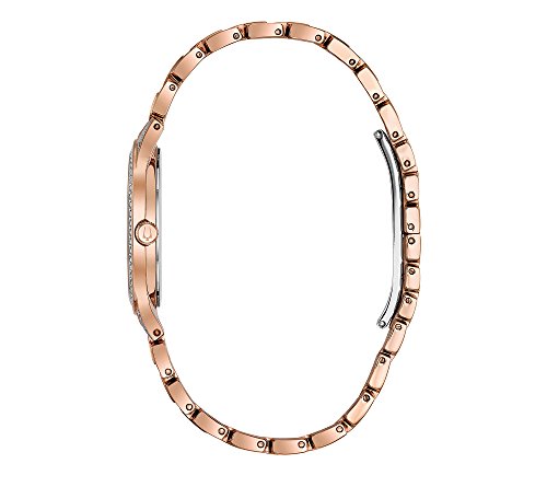 Bulova Ladies' Crystal Phantom Rose Gold Tone Stainless Steel 2-Hand Quartz Watch, 440 Crystals and Pave Dial Style: 98L235