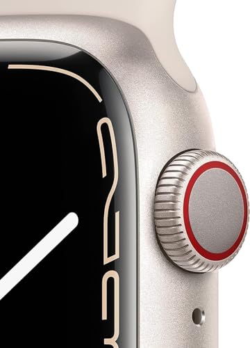 Apple Watch Series 7 (GPS, 41mm) Starlight Aluminum Case with Starlight Sport Band, Regular (Renewed)