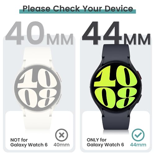 Tensea [5+5Pack for Samsung Galaxy Watch 6 Screen Protector Case 44mm Accessories, Hard PC Bumper/HD Anti-Fog Tempered Glass Protective Film, Face Cover Set, Galaxy Watch 6 Case for Women Men