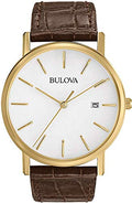 Bulova Men's Classic 3-Hand Calendar Date Quartz Leather Strap Watch, Buckle, 37mm Style:97B100
