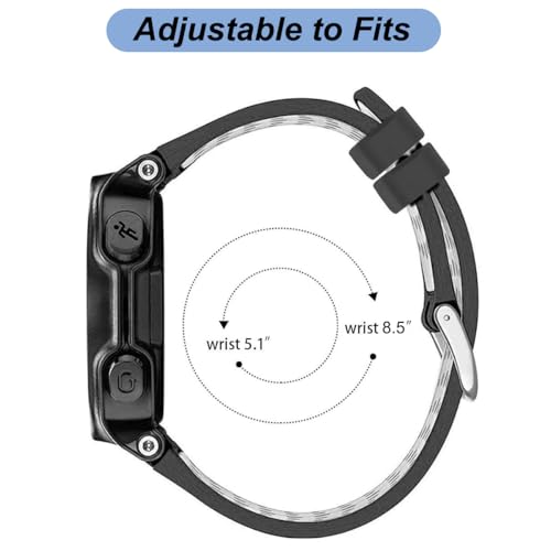 Watch Band for Garmin Approach S20/S5/S6, Forerunner 220/230/235/620/630/735XT, Soft Silicone Band Replacement Strap for Garmin Watch (Black/White)