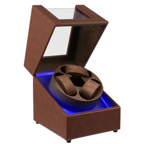 J&T Technology Watch Winder for Automatic Watches,Automatic Watch Winder with LED Light,Rotating Watch Case with Japanese Quiet Motor,4 Rotation Modes,USB Type C
