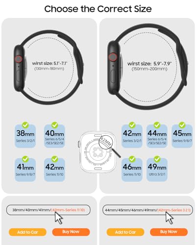TreasureMax Sport Band Compatible with Apple Watch Bands 38mm 40mm 41mm 42mm 44mm 45mm 46mm 49mm Men Women, Soft Silicone Strap for iWatch Series 11 10 9 8 7 6 5 4 3 2 1 Ultra SE Black