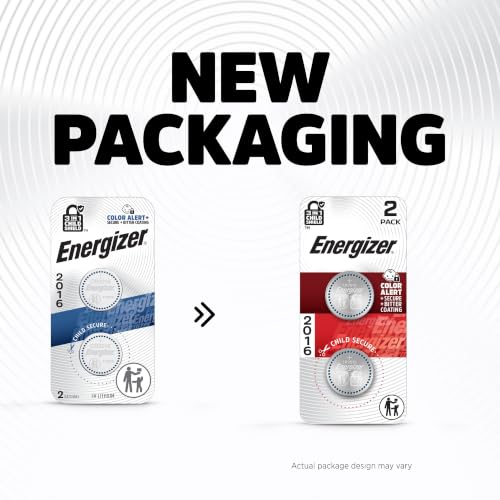 Energizer 2016 Batteries (2 Pack), 3V Lithium Coin Batteries With 3-in-1 Child Shield