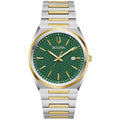 Bulova Mens Classic Quartz Two Tone Stainless Steel Watch, Green Pattern Dial, Style:98B444