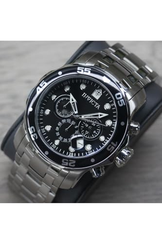 Invicta Men's 0069 "Pro Diver Collection" Stainless Steel Watch, Silver/Black
