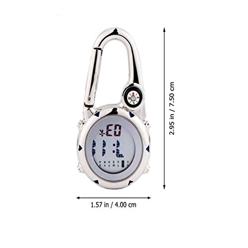 ZOVEDAIUG Digital Pocket Clip Watch for Men Carabiner Watch Backpack Fob Belt Waterproof Clip Watch with Alarm Clock Date Week for Outdoor Sports (White)
