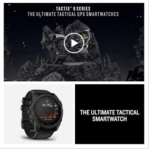 Garmin tactix® 8 51mm, Solar Charged Display, Premium Tactical GPS Smartwatch, Includes Applied Ballistics Ultralight™ Solver