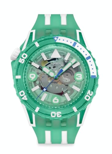 Swatch Scuba Unisex Casual Watch Bio-sourced Green Quartz Water Resistant Medusae