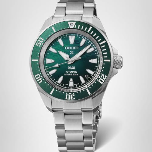 SEIKO Prospex SRPL53 Men's Watch with Stainless Steel Case, Automatic Movement, Water Resistant, Luminescent Hands, Green (PADI Special Edition)