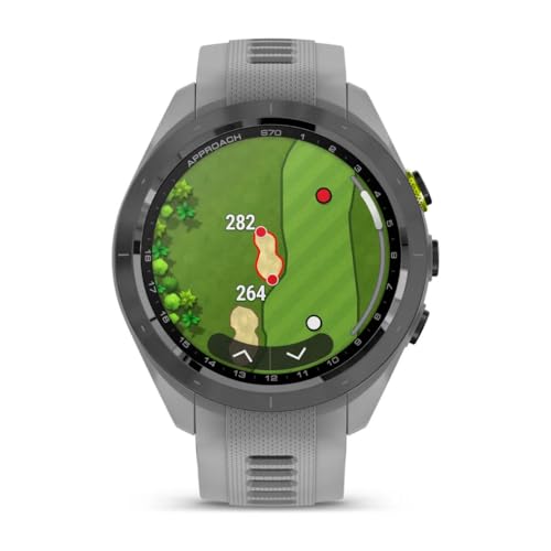 Garmin Approach S70 42MM Gray- Fitness Tracker Golf GPS Premium Smartwatch for Men, Lightweight Touchscreen AMOLED Display and Pre-Loaded Courses Bundle with Air Pro TWS Truly Wireless Earbuds -