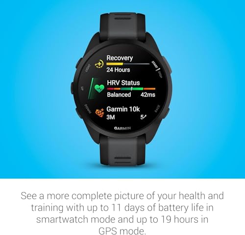 Garmin Forerunner 165, G010-N2863-20 GPS, Black/Slate Grey, WW (Renewed)