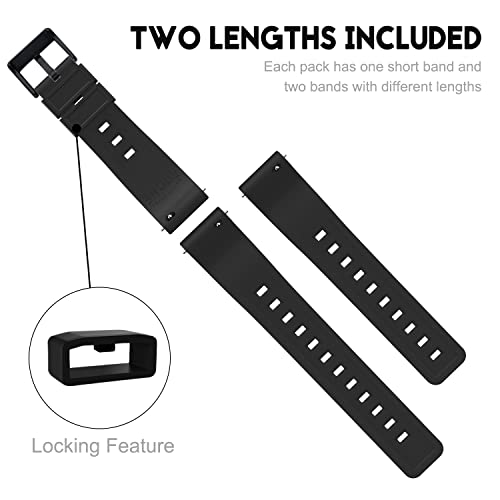 Ritche Christmas Gift 20mm Silicone Watch Band, Compatible with Samsung Galaxy Watch 4/5/ 5 Pro, 40mm/ 45mm Black Quick Release Rubber Watch Bands for Men Women, White Elephant Gifts, Stocking Stuffers for Men
