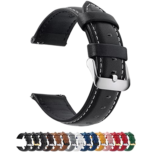 Fullmosa Watch Band, Quick Release Leather Watch Strap Compatible with Samsung Galaxy Garmin for Men Women, Replacement Bands Width 12mm 14mm 16mm 18mm 19mm 20mm 21mm 22mm 24mm
