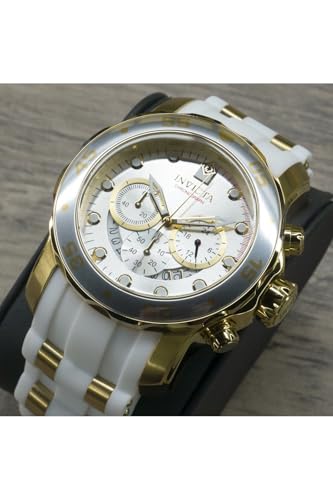 Invicta Men's Pro Diver Stainless Steel Quartz Watch with Silicone Strap, Gold, White, 26 (Model: 20291)