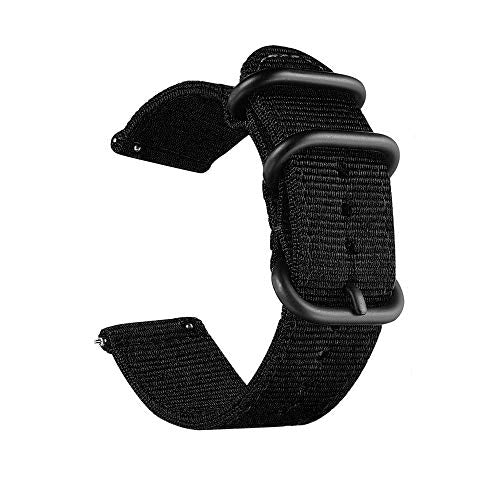 CNYMANY 24mm Universal Ballistic Watch Band, Nylon Canvas Woven Loop Replacement Strap Wristband Buckle Fastener Adjustable Closure for Smart-watch Sport Fitness Tracker - Black