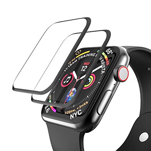 EWUONU [2 Pack Tempered Glass Screen Protector for Apple Watch SE 3 /SE 2 Series 6//5/4 40mm, 3D Full Coverage [Easy Installation Frame] Waterproof Bubble-Free HD Clear Film for iWatch 40mm