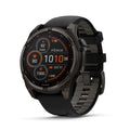 Garmin fēnix® 8 – 47 mm,Solar,Sapphire,Premium Multisport GPS Smartwatch, Long-Lasting Battery Life,Dive-Rated, Built-in LED Flashlight, Carbon Gray DLC Titanium Bezel Black/Pebble Gray Silicone Band