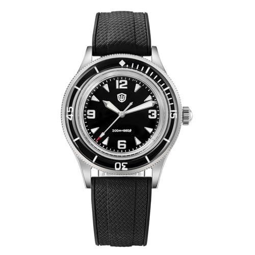 watchdives WD50Q Dive Watch for Men, 38mm, Enamel Black