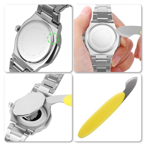 Botober 4 PCS Professional Watch Back Removal Tool，Pry Back Case Opener， Battery Replacement Set, Watch Repair Kits