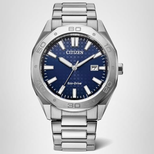 Citizen Men's Eco-Drive Sport Casual Odyn Watch, Silver-Tone Stainless Steel Bracelet, Blue Dial, 3 Hand, Date (Model: BM7630-80L)