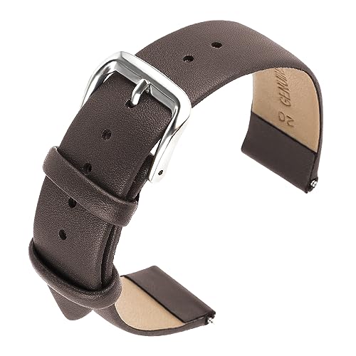 Cobee Leather Watch Straps - Soft Calfskin Leather Watch Band Quick Release Replacement Watchband for Men & Women - Universal Watches Bracelet - Stainless Steel Clasp Buckle (Dark Brown, 20mm)