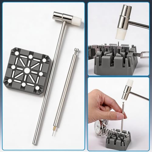 MARVLLGGOSO Professional Watch Repair Kit with Watch Battery Replacement Tools, Watch Link Removal Kit, Including Spring Bars Tool with Scale, 5-in-1 Precision Screwdriver, Adjustable Back Case Opener,Pry Tool, Spring Bar,Tweezer