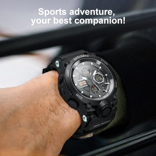 BASUMIU Military Dive Tactical Digital Man Watches for Men Nice Luxury Waterproof Diver Mens Watches Work Black Sports (C-Black)