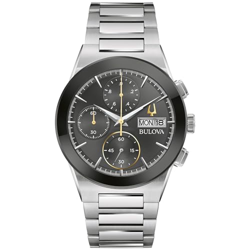Bulova Men's Modern Millenia Chronograph 6-Hand Quartz Stainless Steel Watch, Day/Date, Edge to Edge Crystal, 41mm