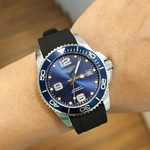 Niziruoup Bands for Blancpain X Swatch Scuba Fifty Fathoms/Rolex Watch/SEIKO Watch 22mm, Curved No Gap Silicone Rubber Watch Strap Replacement Band 20mm 22mm Men Women, Silicone, Black Buckle
