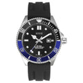 BUREI Men's Dive Watch, 200M Waterproof Analog Quartz Stainless Steel Fashion Classic Work Business Dress Wrist Watch for Men with Auto Date (Blue-Black, Silicone)