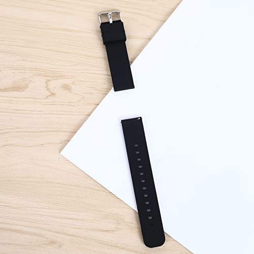 Cobee Silicone Watch Bands, Quick Release Waterproof Soft Rubber Replacement Straps with Silver Plated Stainless Steel Buckle Smart Watch Straps Sport Watchbands for Men Women (20mm-Black)