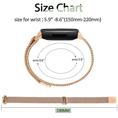 Metal Band for Fitbit Inspire 3 Bands Women Men, Stainless Steel Adjustable Straps Replacement Bands for Fitbit Inspire 3 Fitness Tracker (Rose Gold)