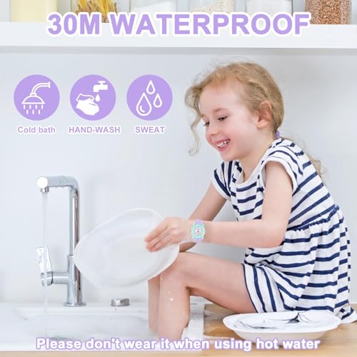 CKV Kids Watch for Boys Girls Watches Age 3-12, 1.18" Dial-3 ATM Waterproof Child Wristwatch Time Teaching Easy to Read Kids Presents
