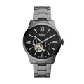 Fossil Men's Watch, Townsman Automatic Stainless Steel Two-Hand Skeleton Watch for Men, Color: Smoke