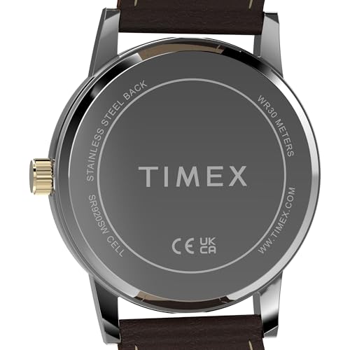 Timex Men's Main Street 38mm Watch - Brown Strap Green Dial Silver-Tone Case